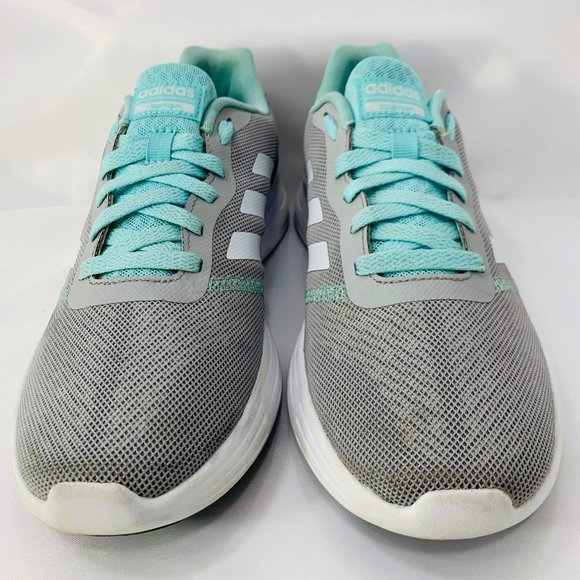 Adidas Cloudfoam Womens Shoes Size 8 Athletic Sneakers HWA 1Y3001 Gray Torquoise - Picture 2 of 8